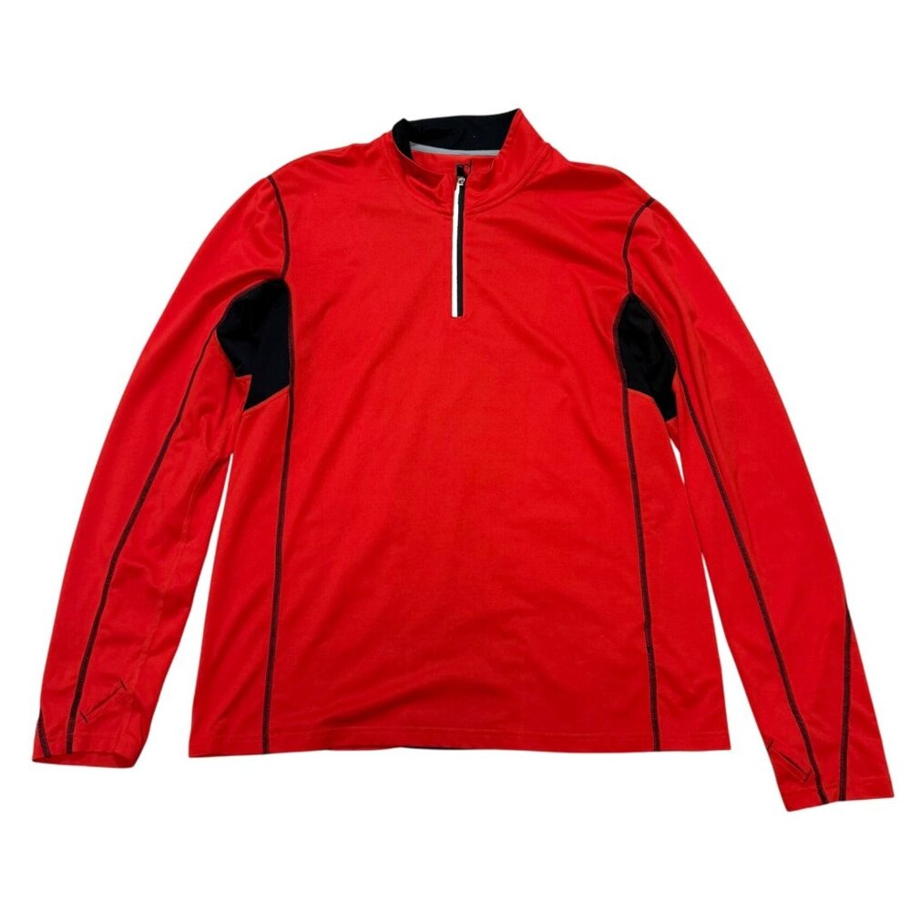 ID Ideology Colorblock Performance Shirt Size L Red Black Long Sleeve Athleisure